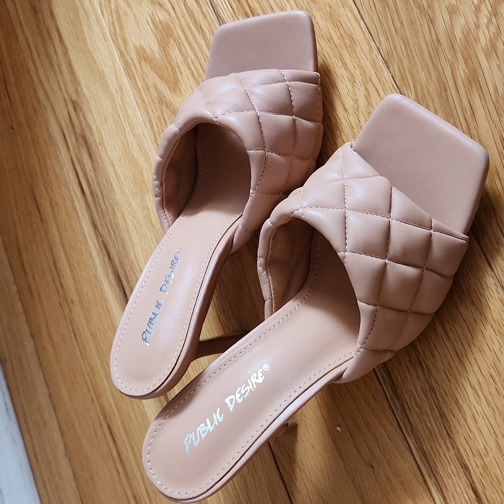 Public Desire square nude heels